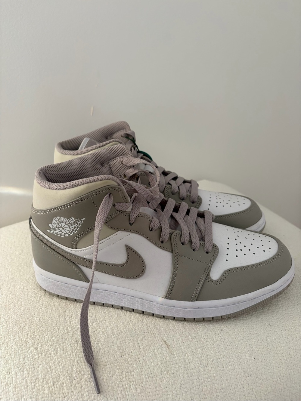 Jordan Mid Top Sneakers in White and Light Gray